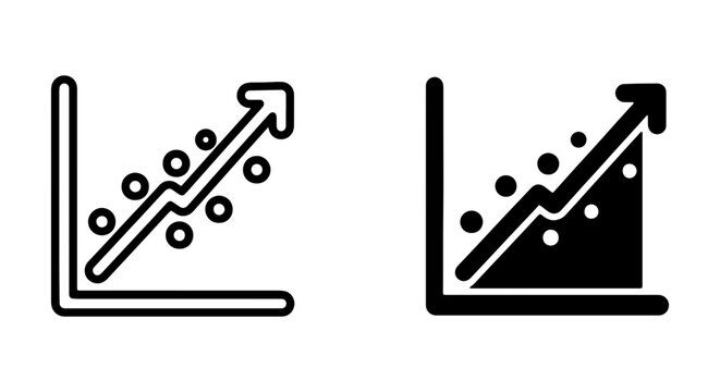 Growth Chart Icons, Scatter Plot Data Analysis, Upward Trend Graphs, Business Performance Vector