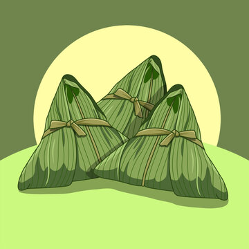 Rice dumplings or Zongzi are a traditional Chinese rice dish made of glutinous rice wrapped in bamboo leaves, usually filled with pork, eggs and mushrooms. Also to celebrate the Dragon Boat Festival