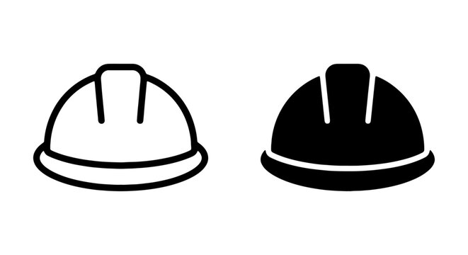Hard Hat Icons, Safety Helmet Vector Graphics, Construction Headwear Symbols, Industrial Protection