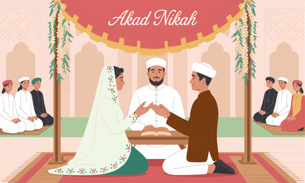 Traditional Muslim wedding ceremony akad nikah.