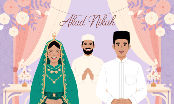 Traditional Muslim wedding ceremony Akad Nikah.