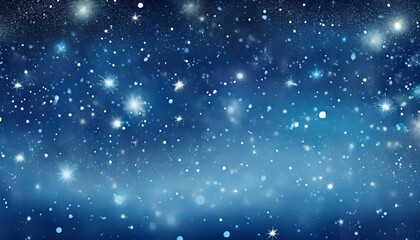 Fototapeta premium Soft Blue Snowy Speckles On Night Sky Background Creating A Starry Effect