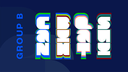 International soccer competition graphic featuring group B teams Canada, Bosnia, Qatar, Switzerland © ink drop