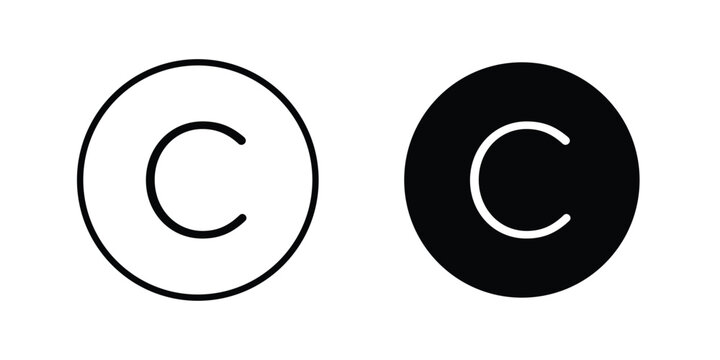 Copyright icon editable. Vector pack in black