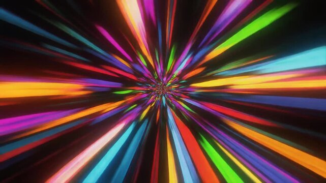 Colorful Light Speed Tunnel Motion Background.