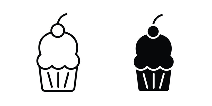Cupcake icon editable. Vector pack in black