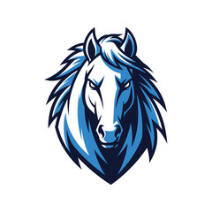 Fototapeta premium Blue Horse Head Illustration Closeup.