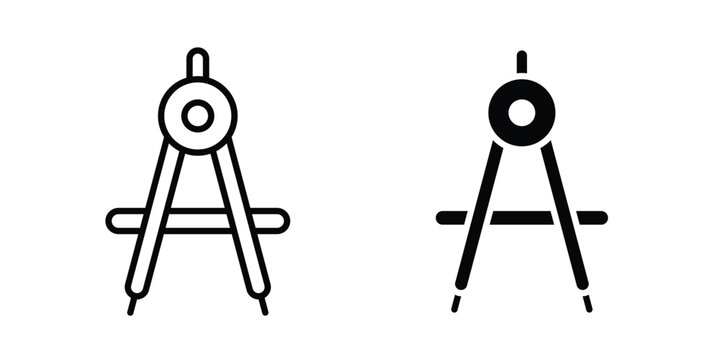 Drafting compass icon editable. Vector pack in black