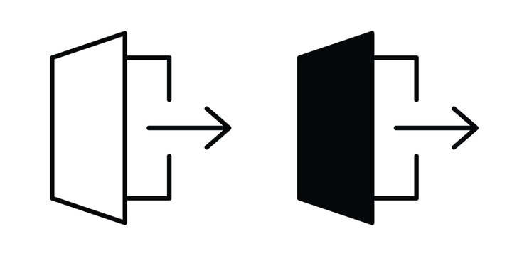 Exit icon editable. Vector pack in black