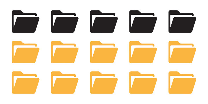 Bicolor directory icons set featuring standard file folders for digital organization and web layout designs.