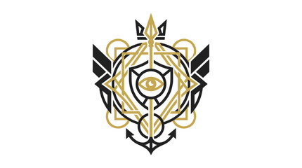Fototapeta premium Mysterious Emblem with Eye and Geometric Shapes.