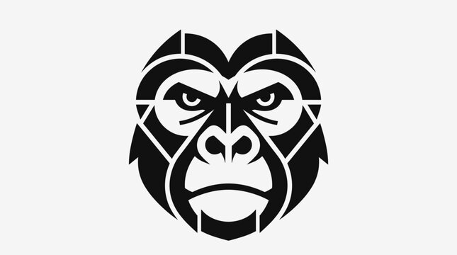 Stylized Gorilla Face Logo Design.