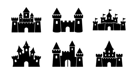 Medieval Castle Icons, Fantasy Fortress Silhouettes, Royal Citadel Vector Set, Fairytale Architecture Graphics © Zannatul
