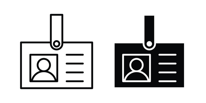 ID badge icon editable. Vector pack in black