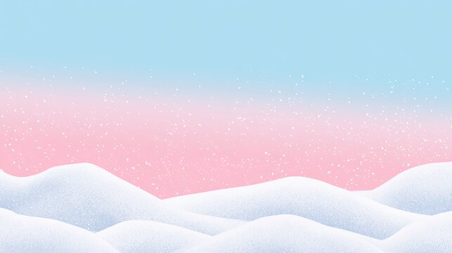 Gentle, pastel-colored snow drifts under a hazy, soft-focus sky