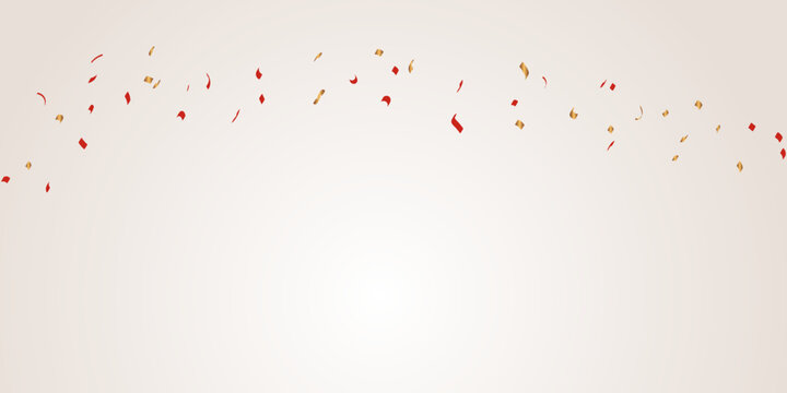 Red and gold confetti falling on a light background