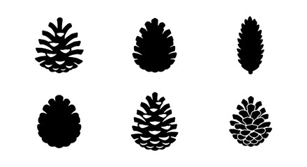 Pine Cone Icons Set, Forest Nature Vector Graphics, Seasonal Autumn Woodland Elements © Mousumi
