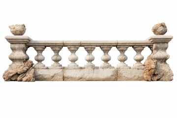 Fototapeta premium Stone balustrade forming a classical decorative railing with balusters, isolated on white