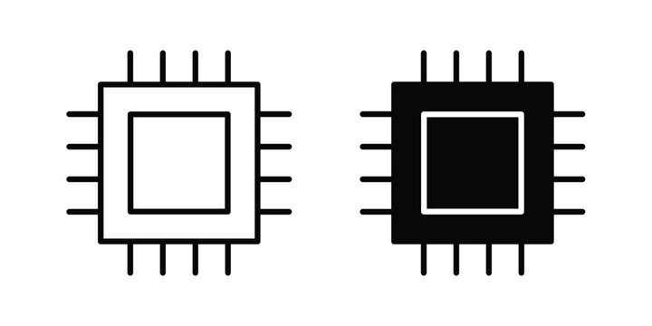 Microprocessor icon editable. Vector pack in black