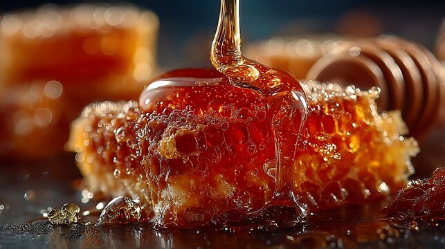 Honeycomb texture filled with fresh golden honey images
