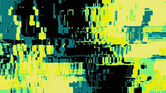 Looping yellow and teal pixel sort glitch - cyberpunk rave VJ loop