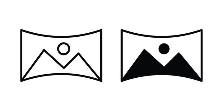 Panoramic icon editable. Vector pack in black