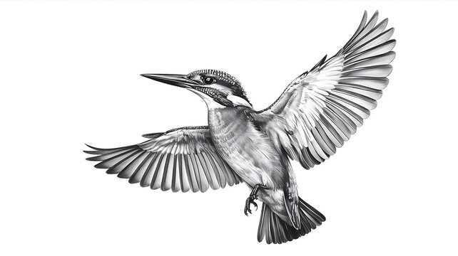Bird with wings spread in mid flight