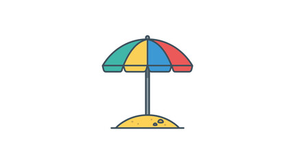 Obraz premium Colorful Beach Umbrella on Sand Icon Illustration