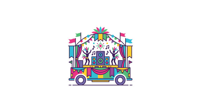 Colorful Carnival Parade Float with Dancers and Music