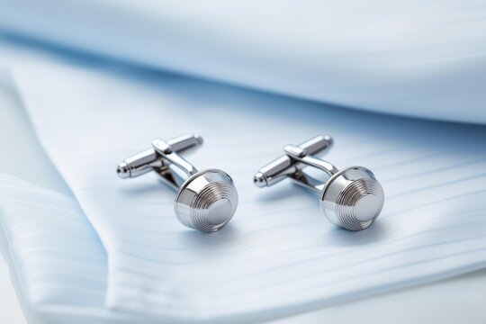 Silver cufflinks provide a stylish accessory for men's formal fashion