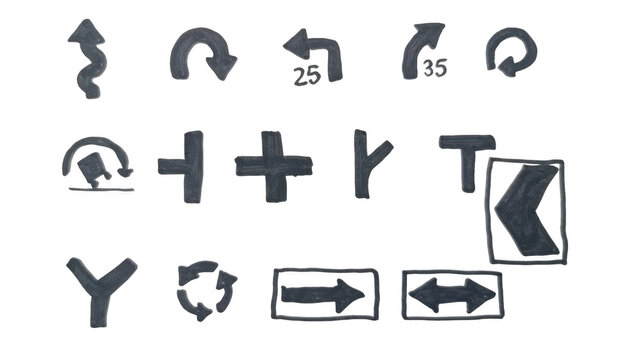 Set of flat design transportation and direction icons