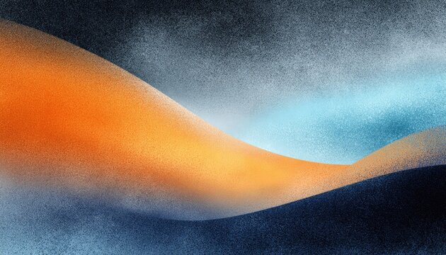 Abstract gradient of warm orange transitioning to cool blues with textured haze