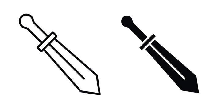 Sword icon editable. Vector pack in black