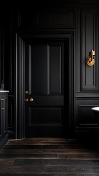 Elegant Dark Wood Doorway with Brass Doorknob