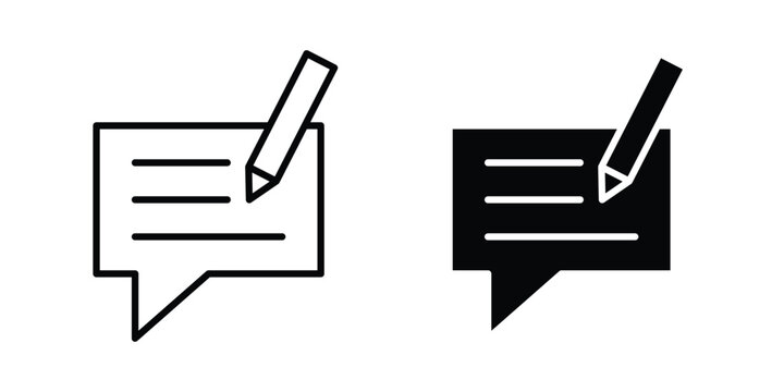 Writing feedback icon editable. Vector pack in black