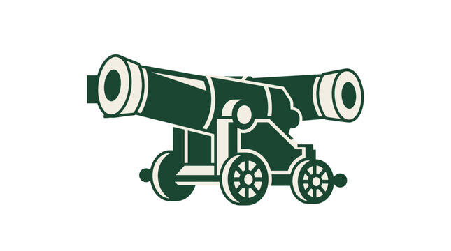 Vintage Cannon on Wheels Military Weapon Illustration.
