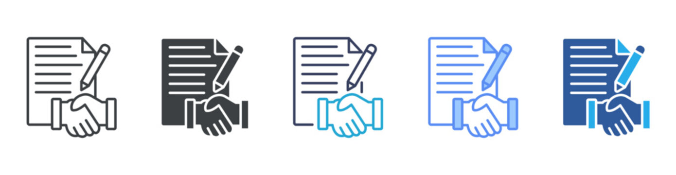 Contract icon set multiple style collection