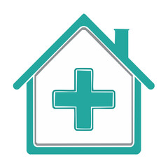 Fototapeta premium Medical house icon with cross symbol