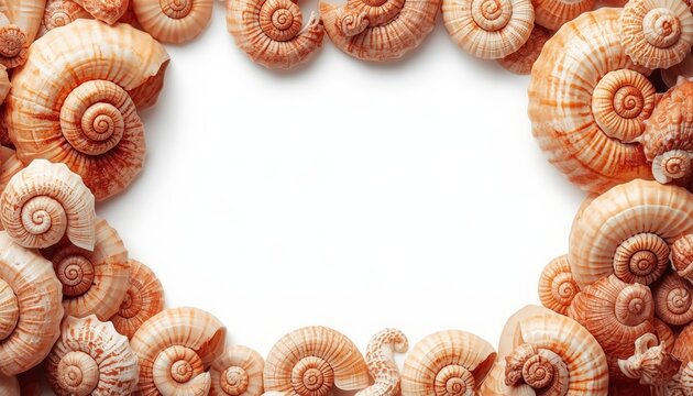 There are many shells arranged in a heart shape on a white surface