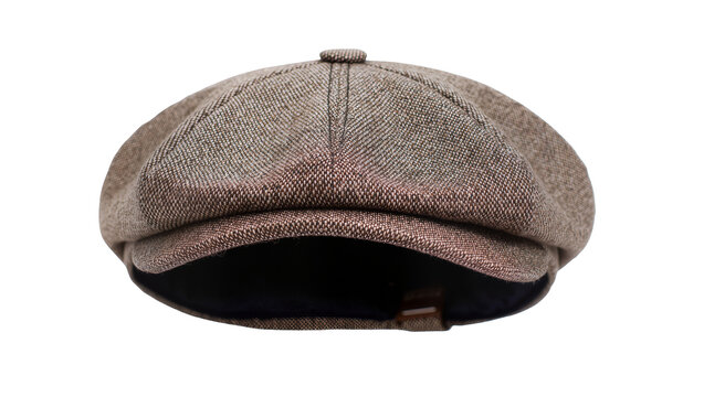 Brown tweed flat cap with button detail