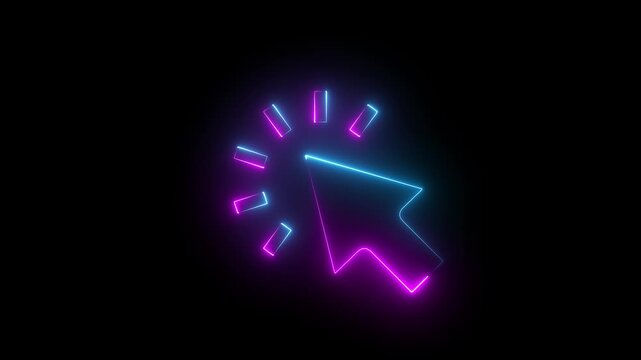 Neon click icon.arrow cursor icon with simple design