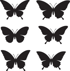 Obraz premium Black butterfly silhouettes collection isolated on white background vector illustration