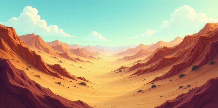 Cartoon seamless soil & underground layers, sand hills, desert texture ,  level,  game,  earth