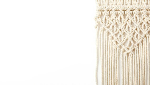 This is a close up of a macrame hanging on a wall