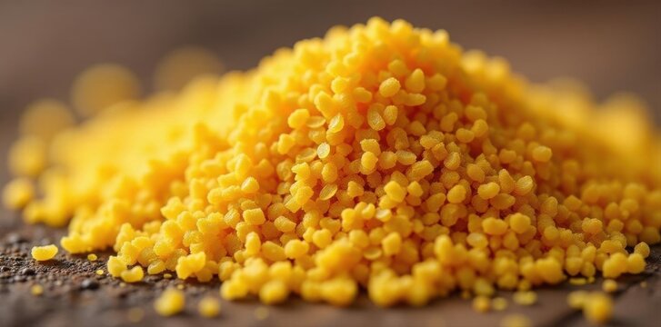 Close-up of raw whole dried foxtail millet grains, food photography, ingredient photography