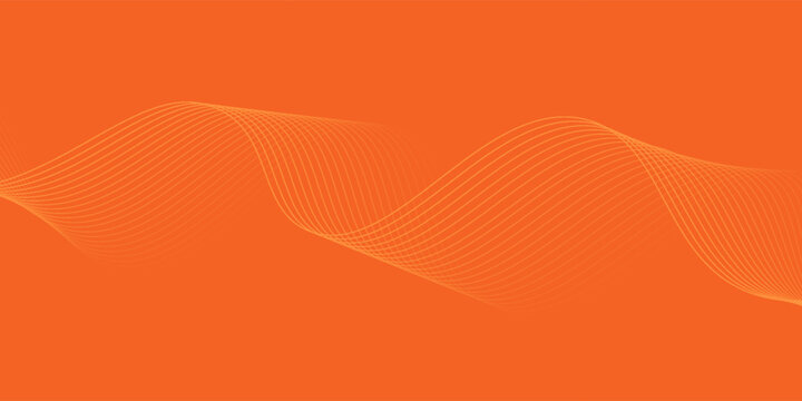 Abstract orange background with flowing wave lines. Glowing wavy lines. Shiny colorful moving lines design element. Modern dynamic wave pattern. Suit for website, poster, brochure, banner, flyer