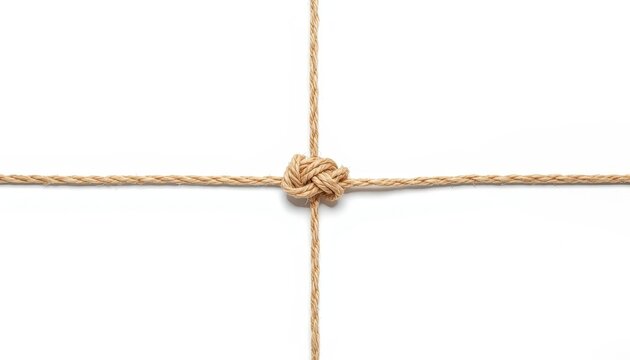 There is a knot tied to a rope on a white background