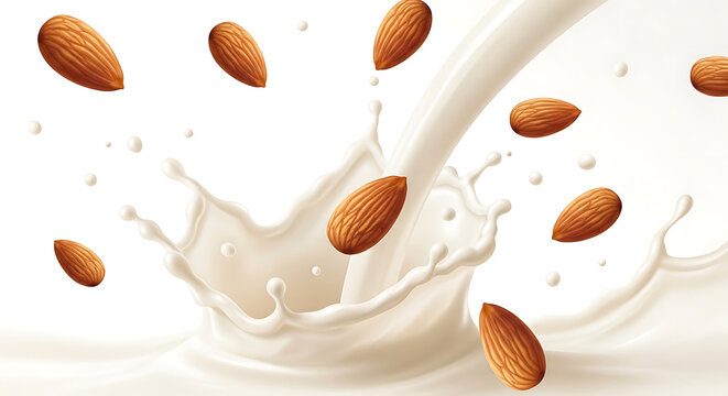 Milk with almonds and cinnamon in a glass
