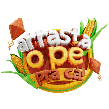 Arrasta o P&eacute; Pra C&aacute; Selo 3D PNG Transparente
