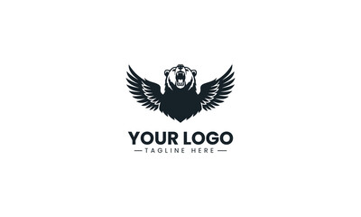 Fototapeta premium A roaring winged grizzly bear stands fiercely mascot